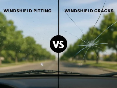 Windshield damage comparison – pitting vs cracks