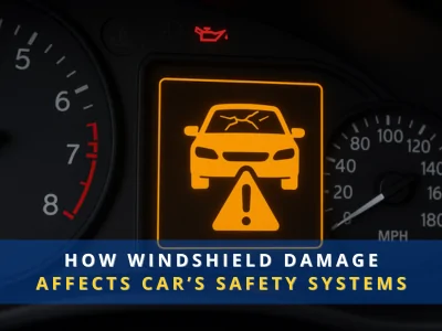 Windshield damage warning light affecting car's safety systems